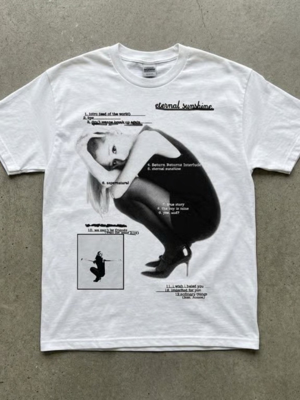 Gildan White Graphic Ariana 'Eternal Sunshine' Crewneck Tee